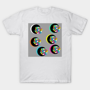 Colorful Graphic Rubicube Geometric Pattern 90s T-Shirt